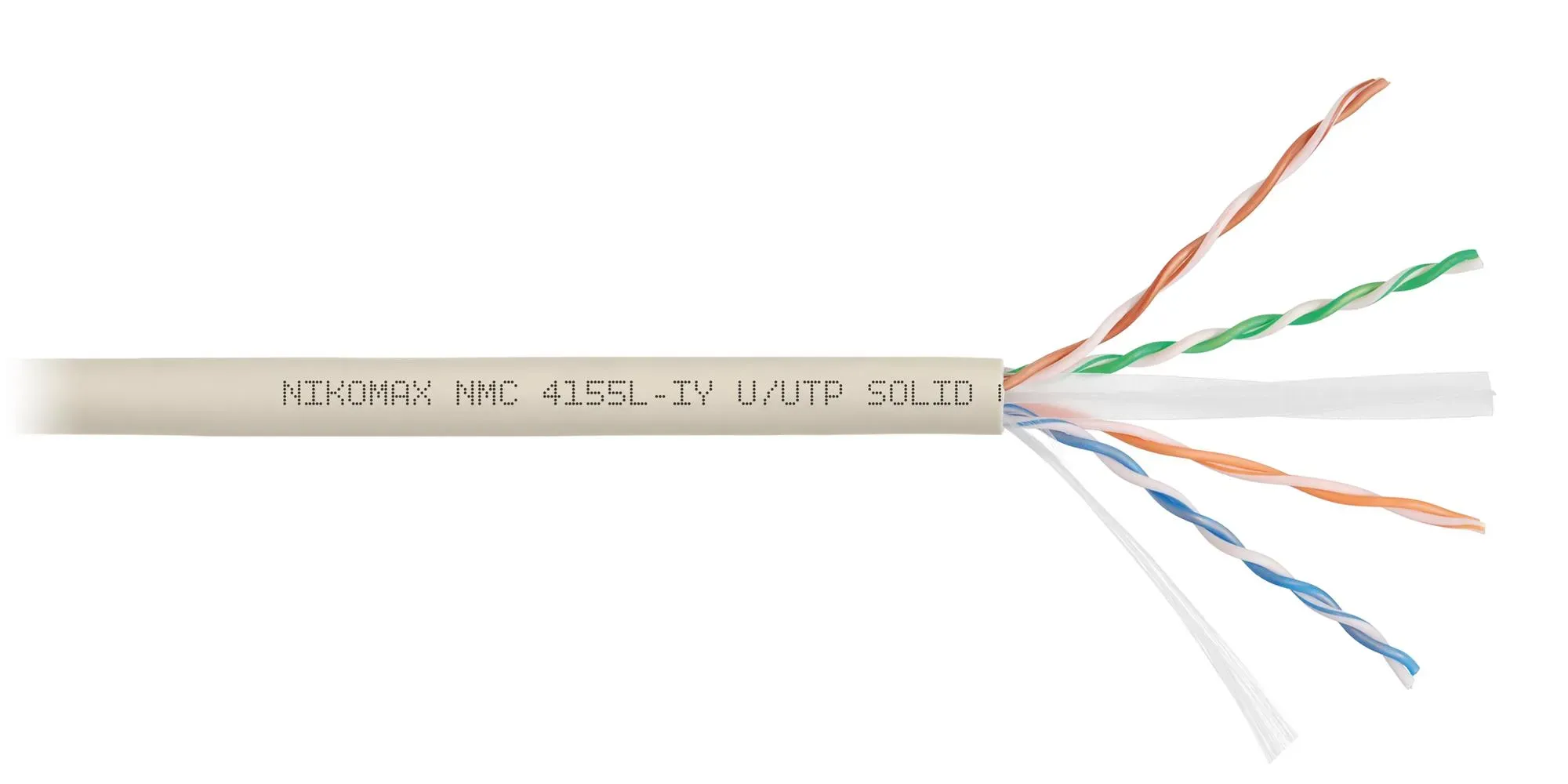 Витая пара U/UTP 4 пары Кат 6a solid BC AWG23 (0.57мм) IN нг(А)-LSLTx светло-серый 500м