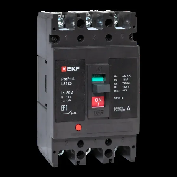 Ls125 18ка 3p 80а propact ekf EKF MCCB-125-18-3-80-LS