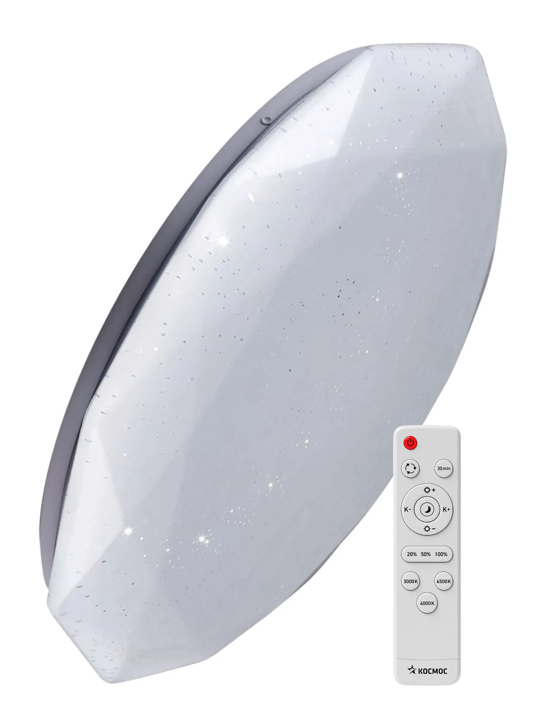 Светильник светодиодный ДБО-120 Вт настенно-потолочный управляемый DIAMOND 230В 3000-6500K 9600Лм 500x90мм КОСМОС KSDiam120W