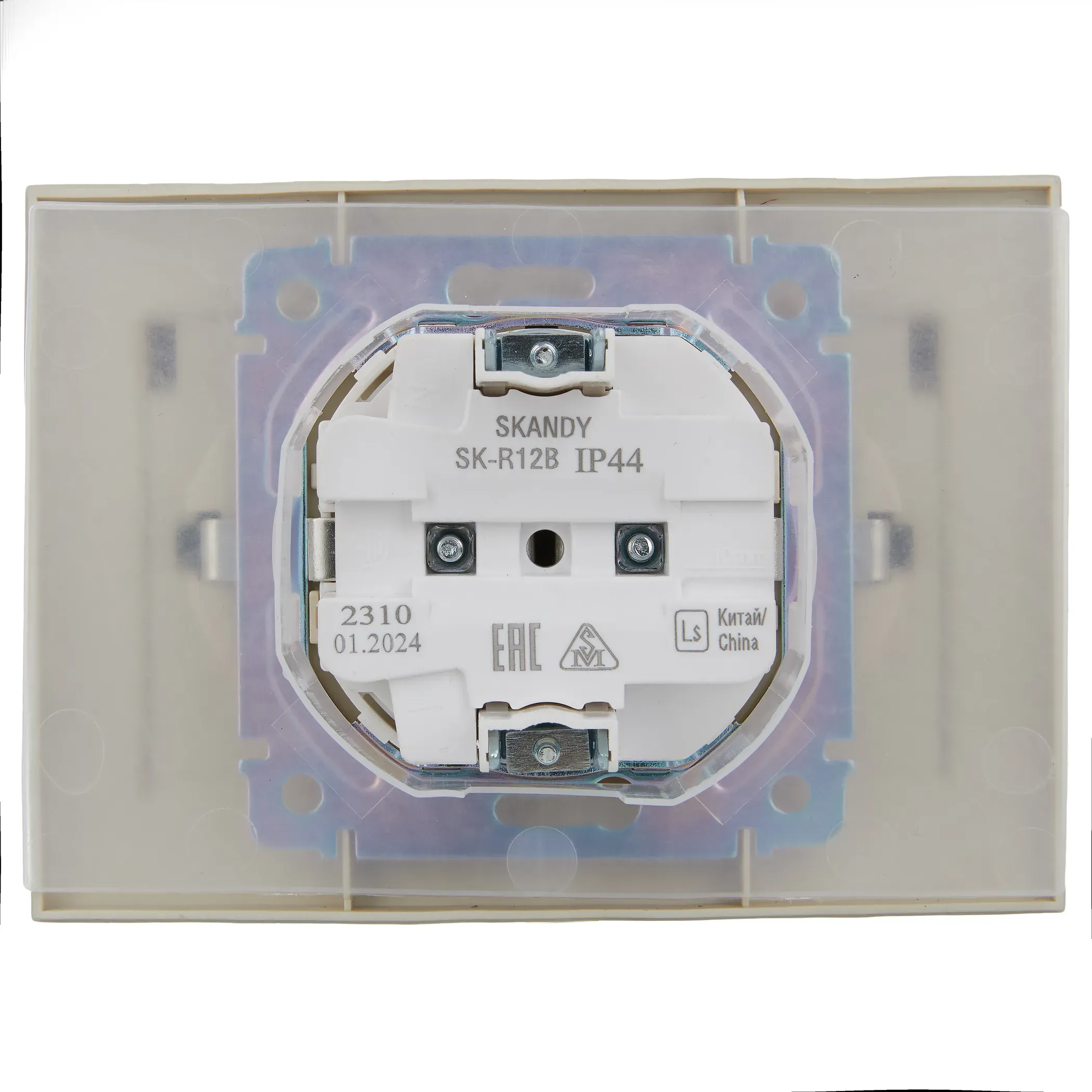 SKANDY Розетка 2-местная и крышкой 16А в сборе IP44 SK-R12B бежевый IEK