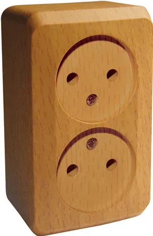 ЭТЮД Розетка двойная наружная без заземления без шторок Бук SE (Потенциал) PA16-005T