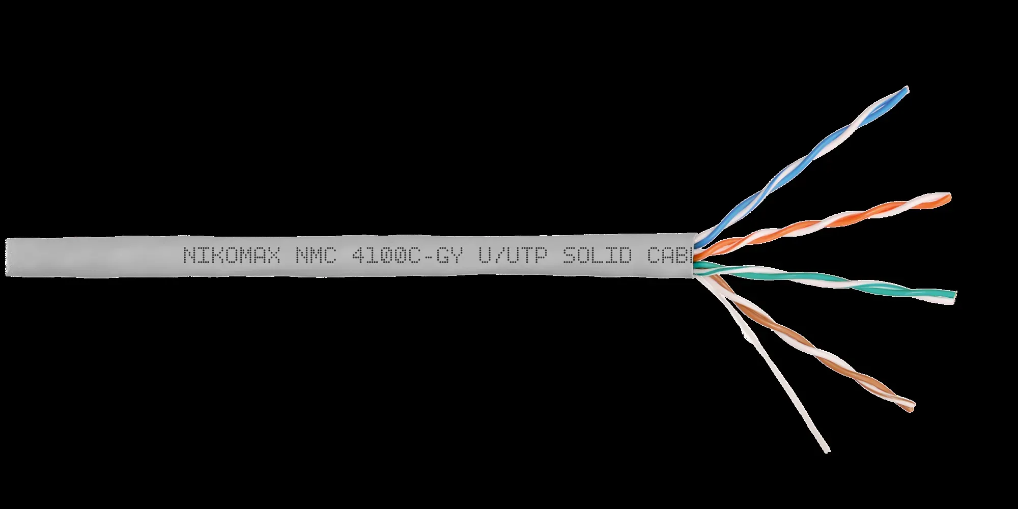 Витая пара U/UTP 4 пары Кат 5e solid BC AWG24 (0.51мм) IN LSZH нг(А)-HF серый 305м