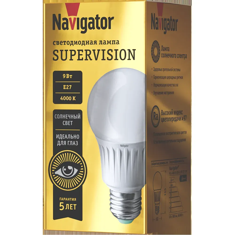 Лампа светодиодная 9вт nll-a60-9-230-4k-e27-fr-sv NAVIGATOR GROUP 25062