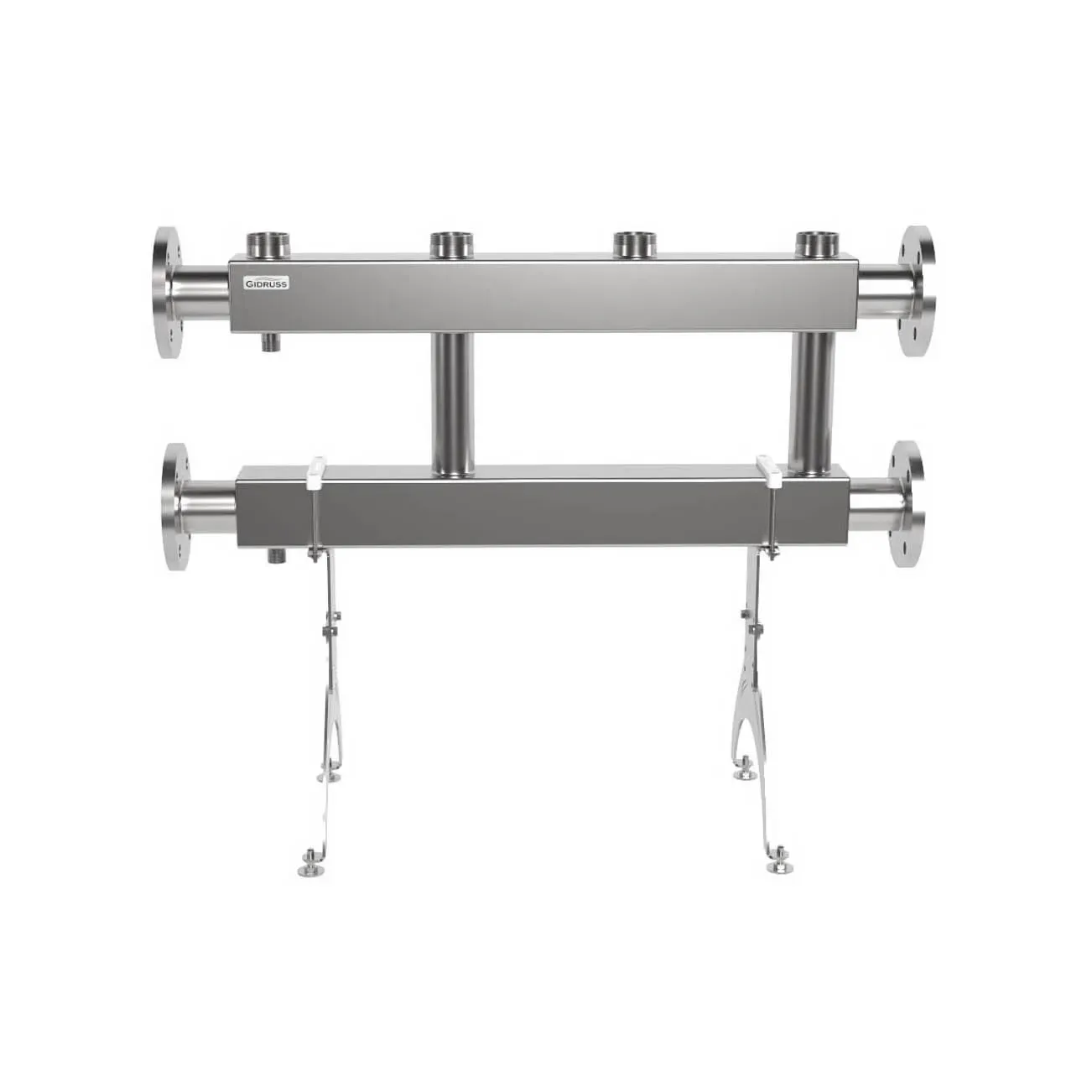 Коллектор модульный MKSS-400-2x50 на 2 контура G 2', 2 магистрали фланцевое подключение DN 65, до 400 кВт, нерж. сталь Gidruss 1R 04005 18