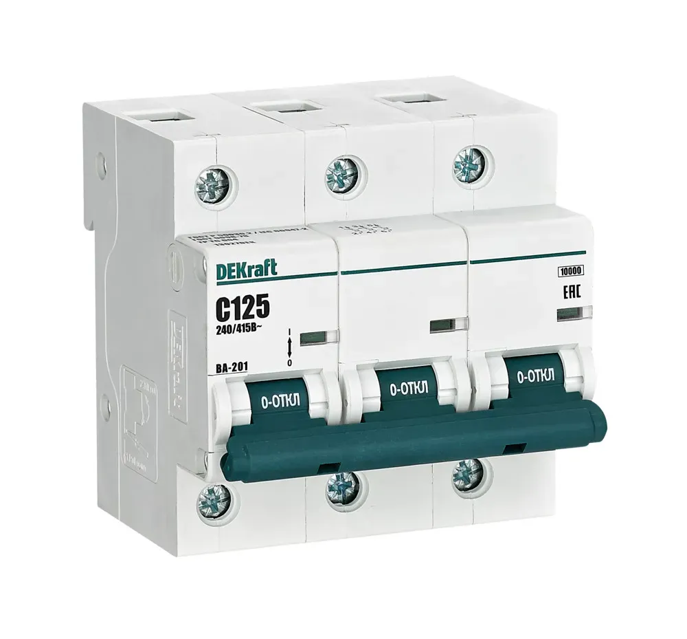 Выключатель автоматический трехполюсный 125А C ВА-201 10кА SE (Dekraft) 13027DEK