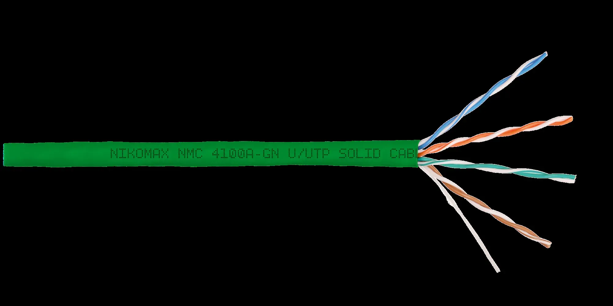 Витая пара U/UTP 4 пары Кат 5e solid BC AWG24 (0.51мм) IN PVC зеленый 305м