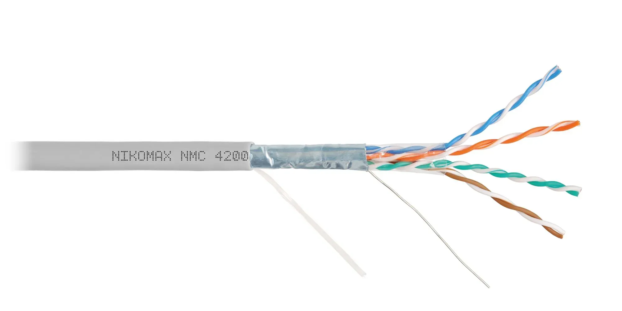 Витая пара F/UTP 4 пары Кат 5e solid BC AWG24 (0.51мм) IN PVC серый 305м