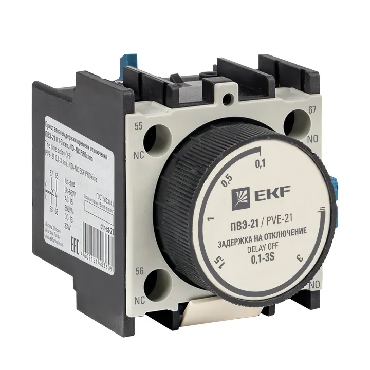 Приставка выдержки времени отключения ПВЭ-21 0.1-3сек NO+NC EKF ctr-st-21