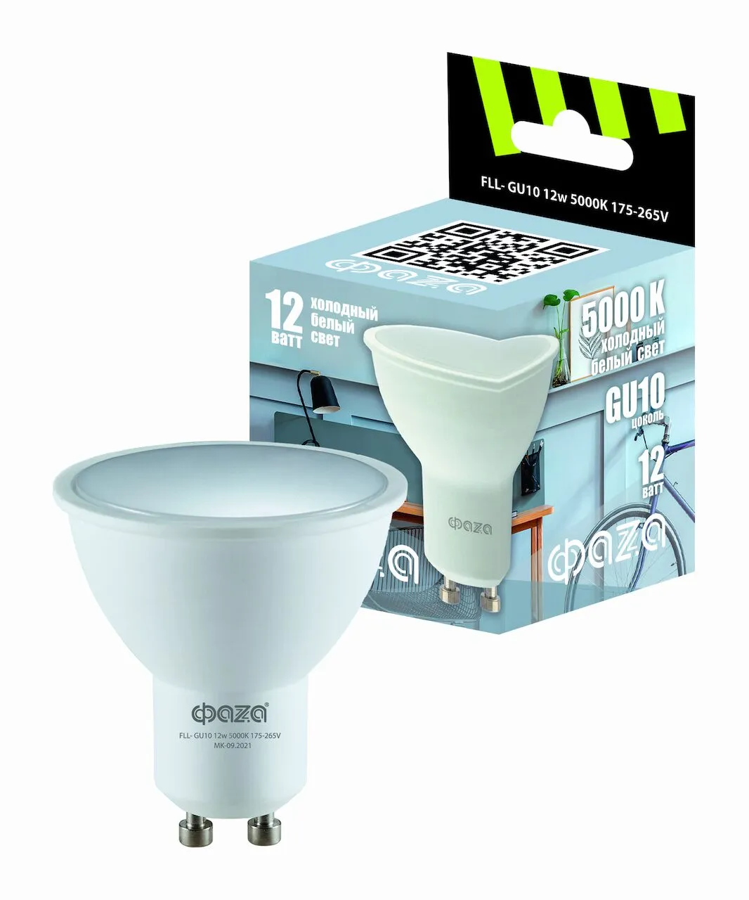Лампа светодиодная led 12вт 5000k gu10 230/50 JAZZWAY 5038776