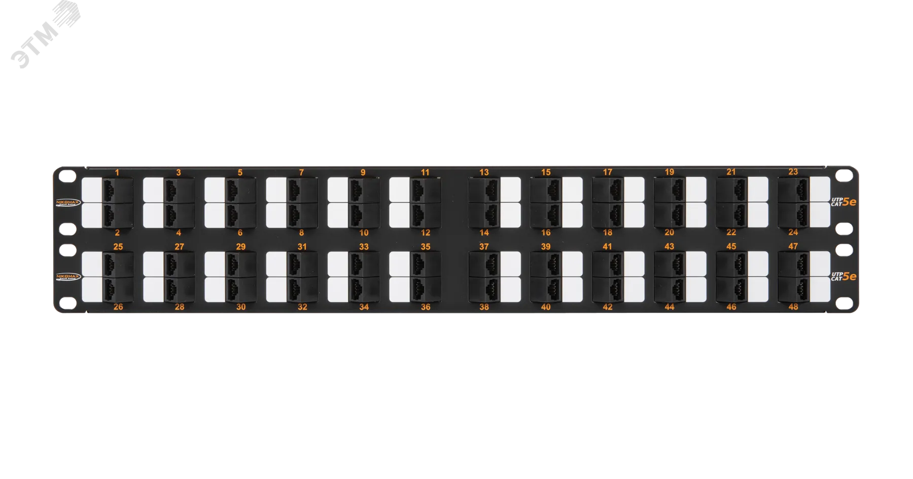 Патч-панель 19'' 2U 48 угловых портов Кат 5e RJ45/8P8C UTP черная
