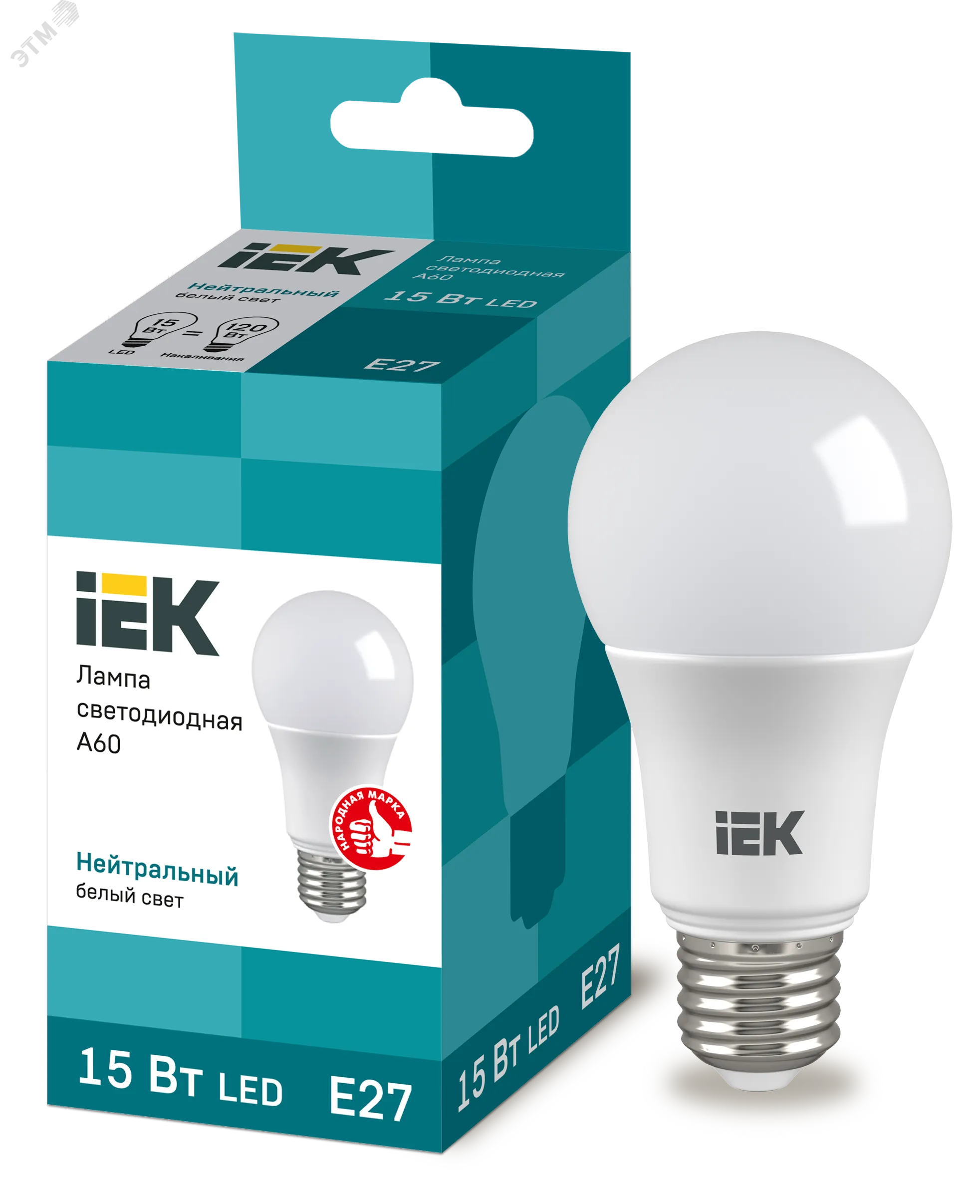 Лампа led alfa a60 гр. 15вт 4000к e27 (6шт/упак) (ст) iek IEK LLA-A60-15-230-40-E27-6-C