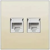 Ecoplast Накладка с суппортом розетки компьютерной и телефонной на 2 входа (бежевый) БЕЗ разъема LK60 Экопласт 866201-0