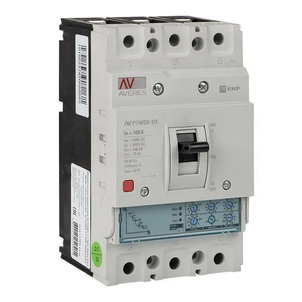 Автоматический выключатель av power-1/3 160а 100ka etu2.0 averes EKF MCCB-13-160H-2.0-AV
