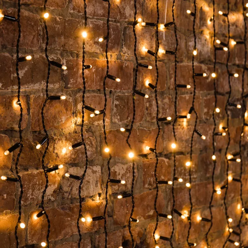 Гирлянда светодиодный Дождь 2х3 м, постоянное свечение, черный провод, 230 В, диоды тёплый белый Neon-Night 235-146