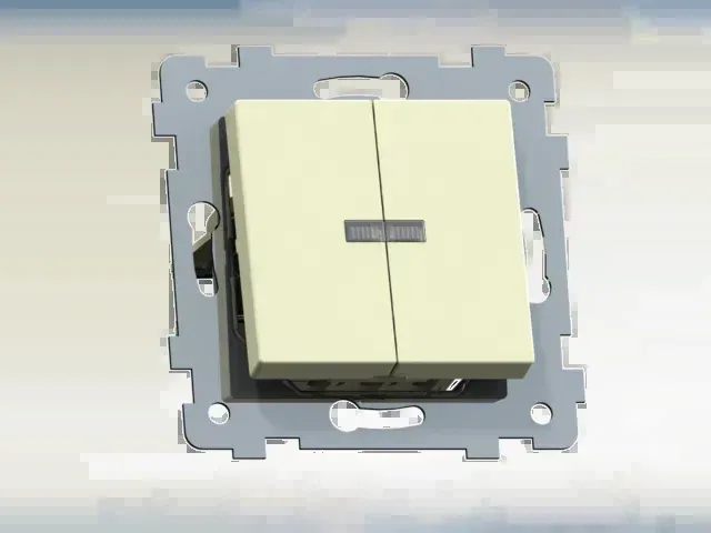 Аксиома Механизм выключателя двухклавишного скрытой установки со светоиндикацией С510-450,  слоновая кость Кунцево 122010