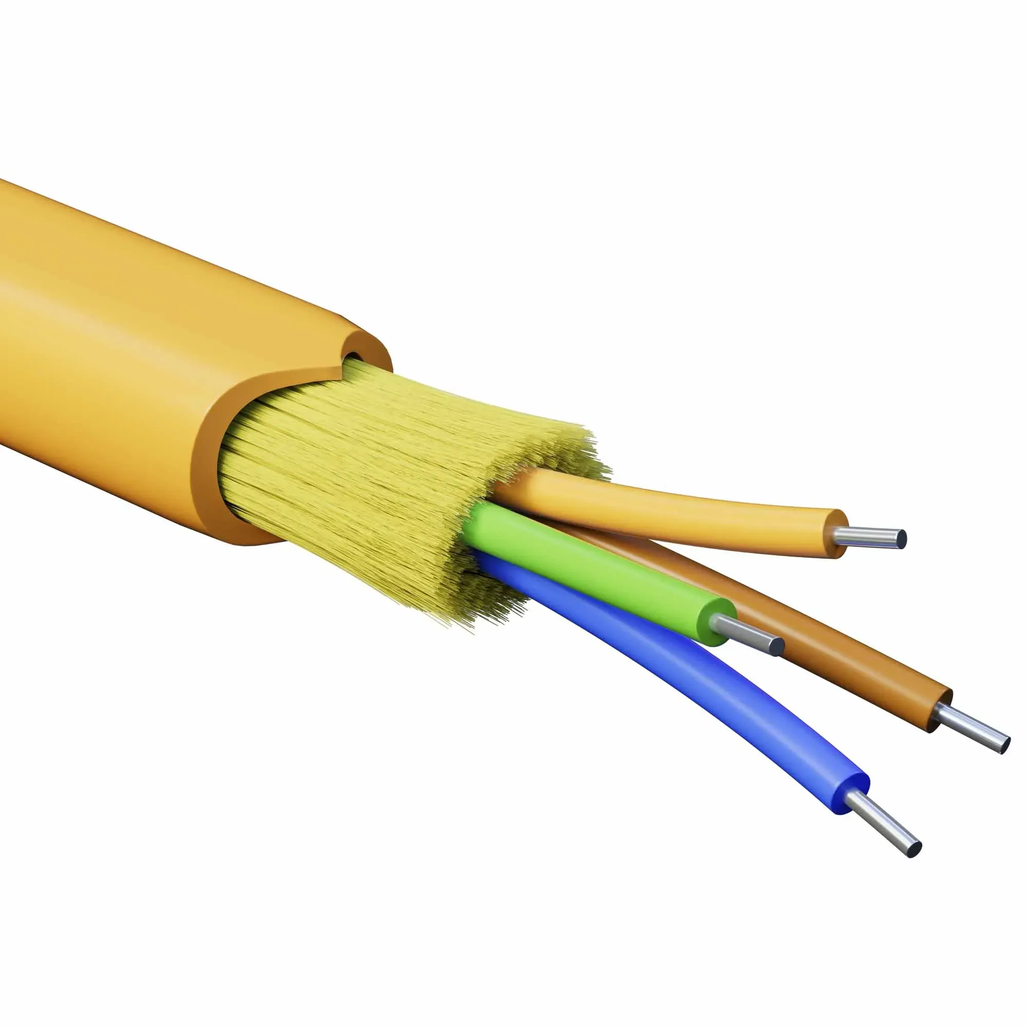 Кабель волоконно-оптический, распределительный, арамидные упрочняющие нити, для внутренней прокладки, нг(А)-HF, 4 ОВ, категория OM2(G.651.1) плотный буфер, 0,4 кН, барабан 500 м