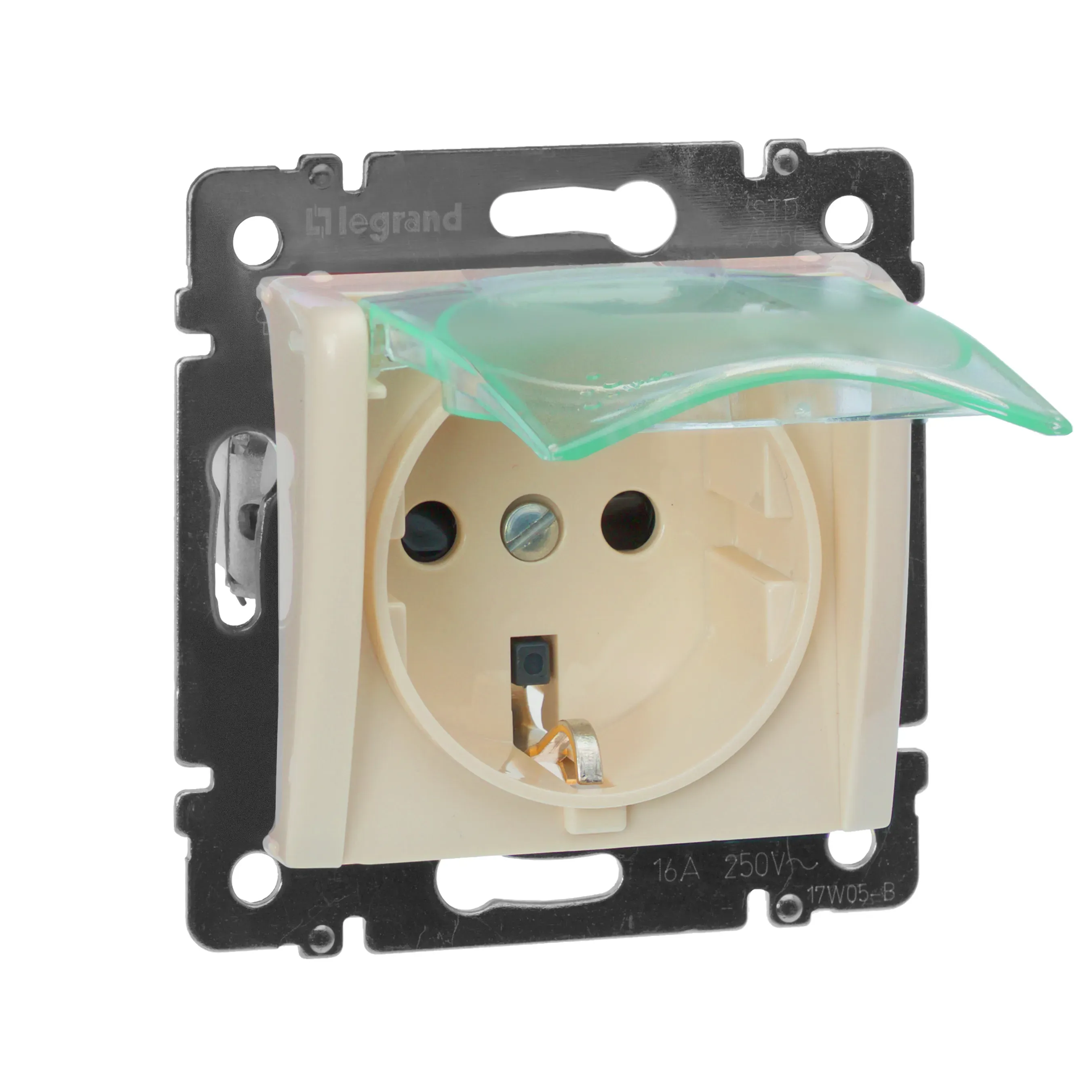 VALENA Розетка с заземлением со шторками с крышкой в рамку слоновая кость LEGRAND 774120