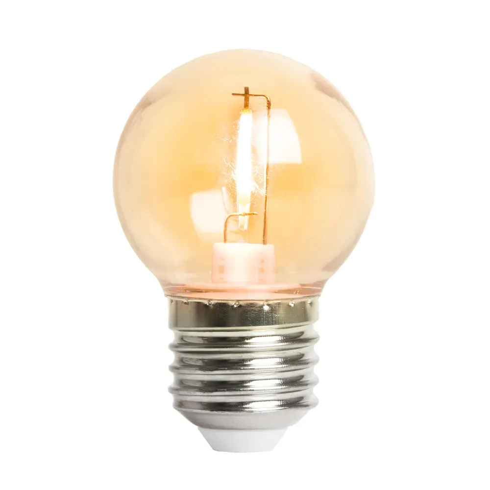 Лампа светодиодная LED 2вт Е27 оранжевый шар филамент