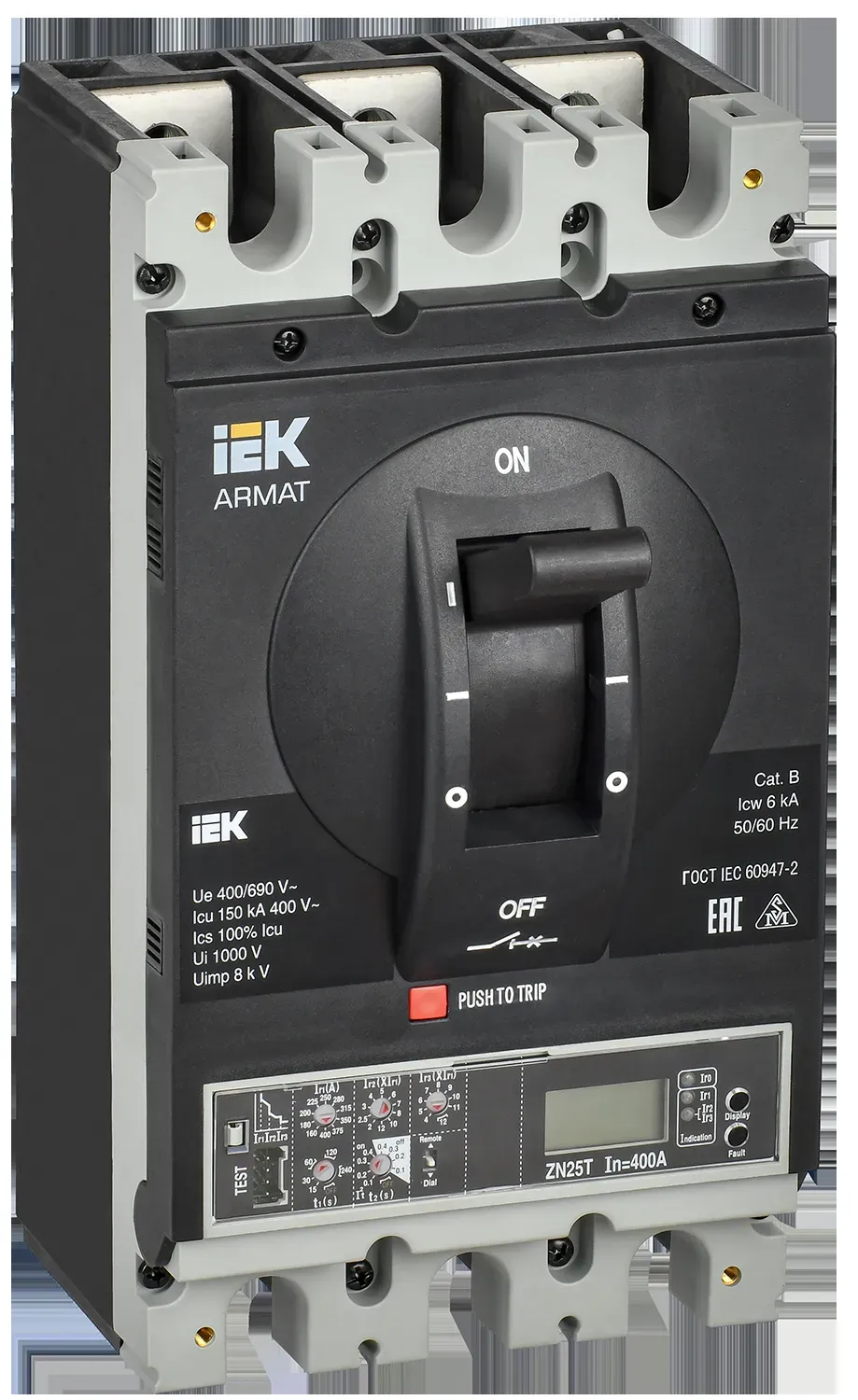 Armat автоматический выключатель в литом корпусе 3p типоразмер h 150ка 400а расцепитель электронный продвинутый IEK AR-MCCB-3H-150-0400A-ELPC