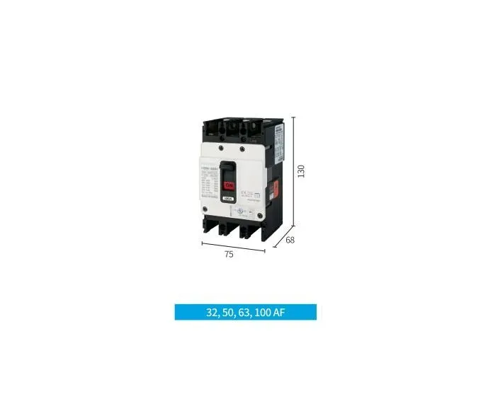 G-mccb,100af,h-type,3 pole,40/45,front connection,aux 1c+alt 1c,no option,ac 50/60hz,100a,adj.th. / standard HD HYUNDAI ELECTRIC HGM100H3PT4S1100C00100