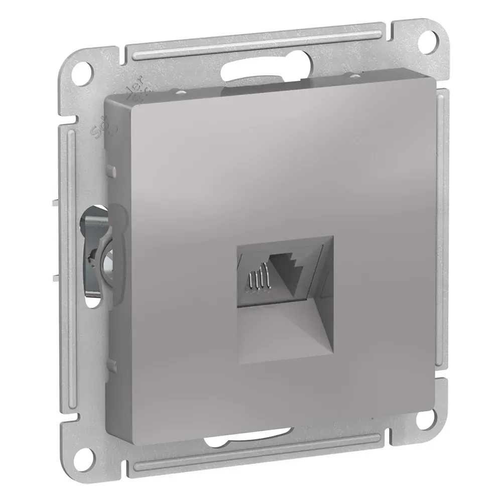 Розетка ATLASDESIGN телефонная RJ11 механизм алюминий SE (Потенциал) ATN000381