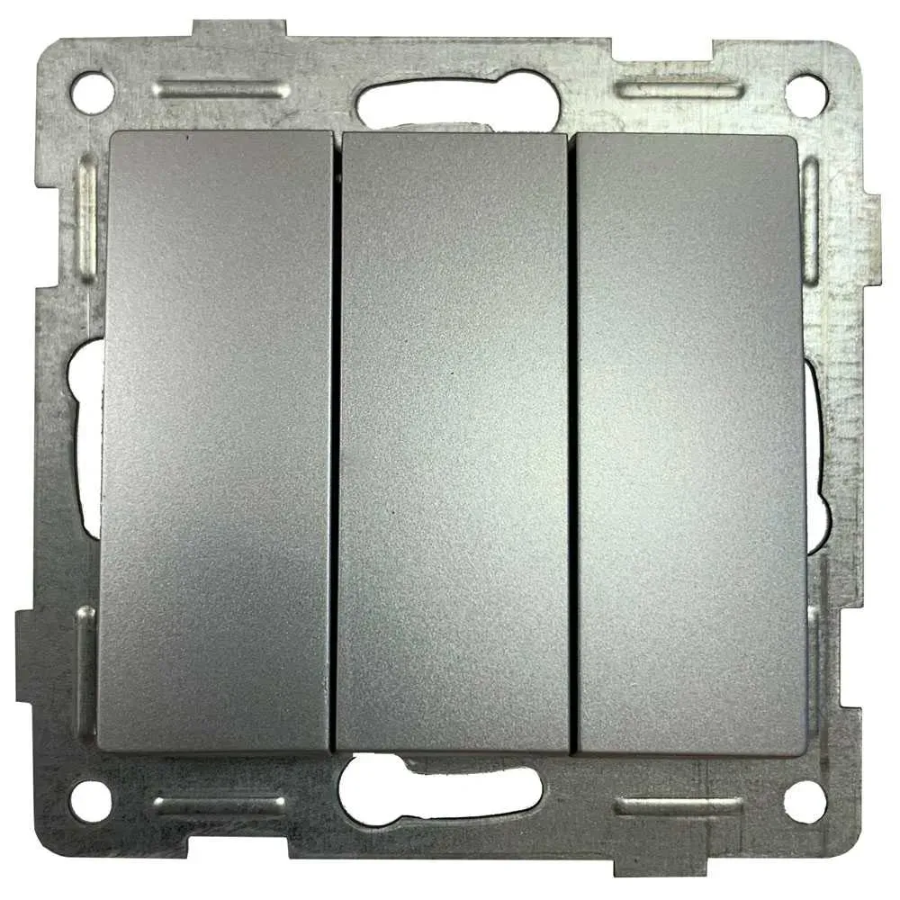 GUSI Bravo МЕХАНИЗМ Выключателя трехклавишного, скрытая установка, 10А, 250В. Цвет: серебро GUSI Electric С10В3-004