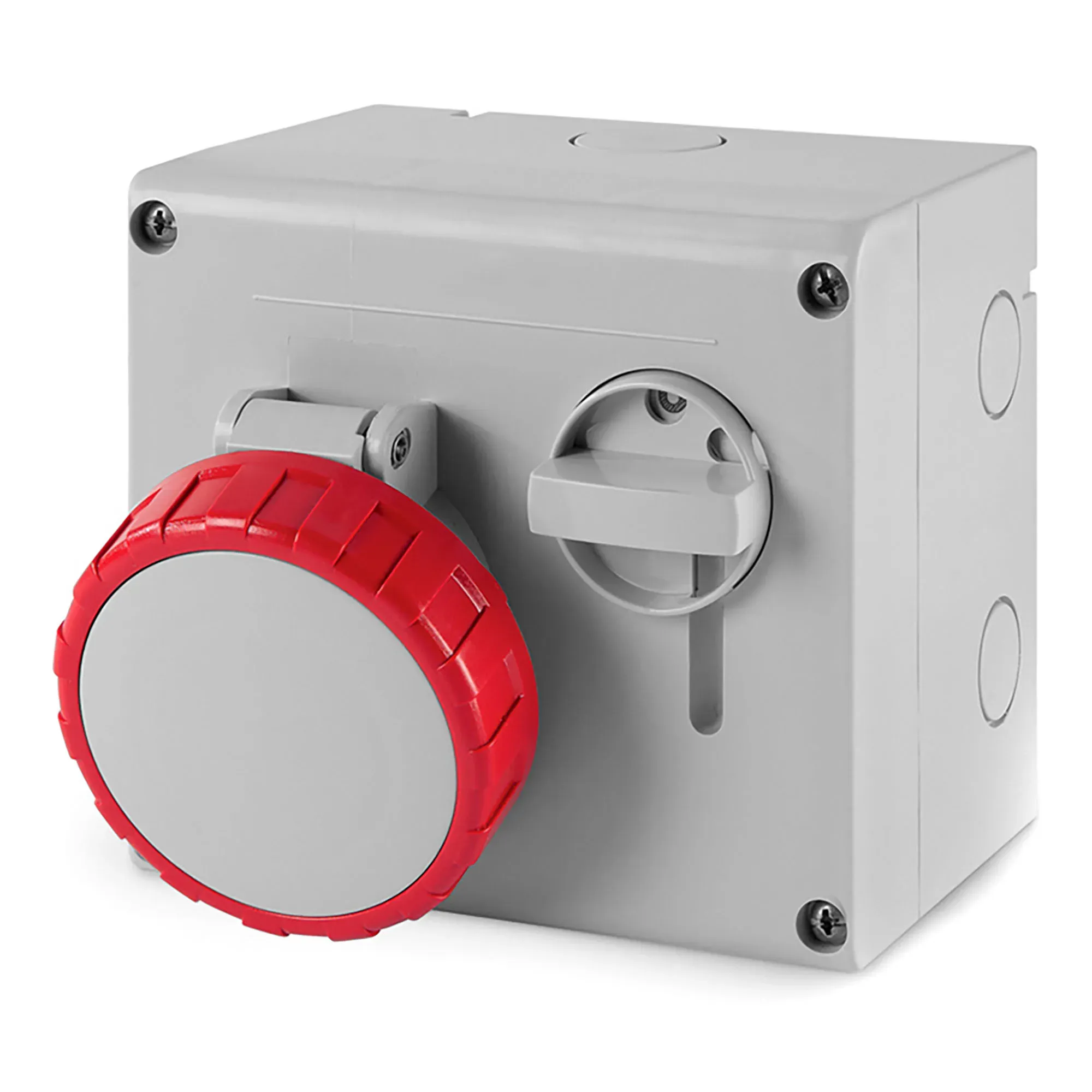 Розетка наружной установки ip67 16а 3p+e 400в с механической блокировкой и верхним расположением разъема ДКС DIS5051686