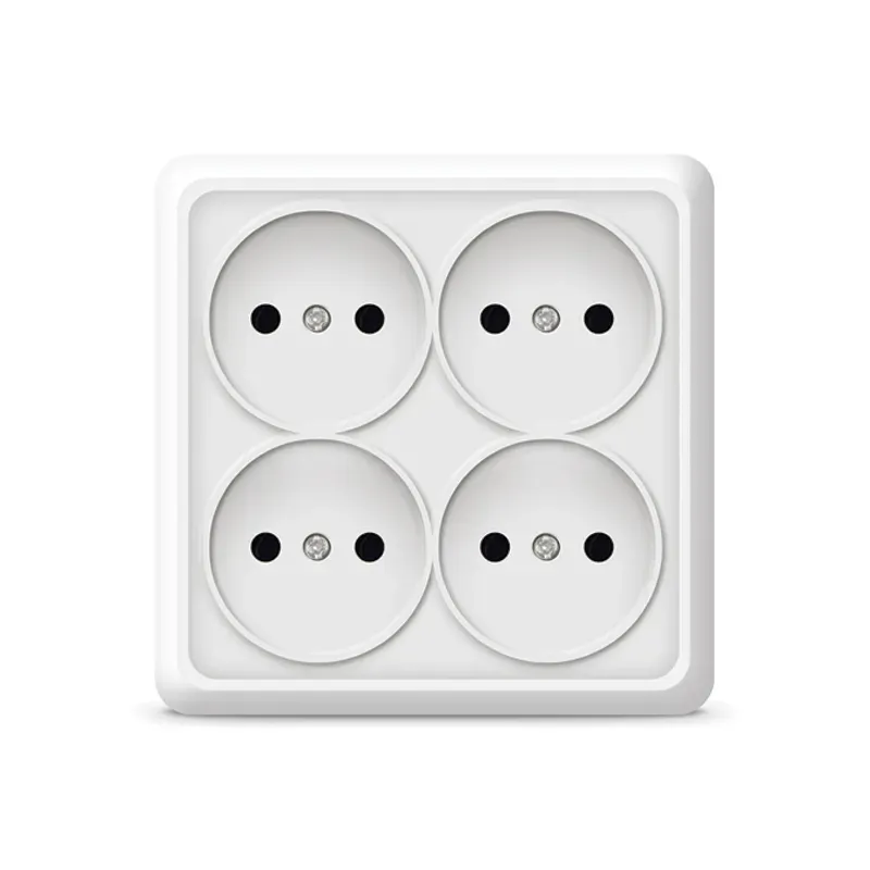 Розетка четырехместная квадратная   Олимп б/з, наружная, 16А, 220В, белая (еврослот) Универсал 1164