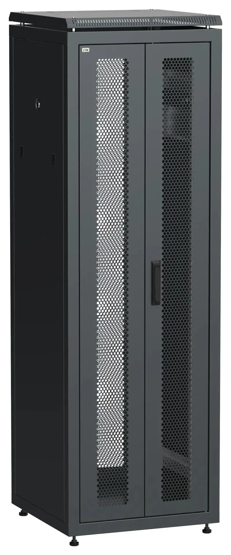 Шкаф напольный сетевой 19' linea n 38u 600х600мм передняя распашная перфорированная дверь задняя перфорированная черный ITK LN05-38U66-2PP