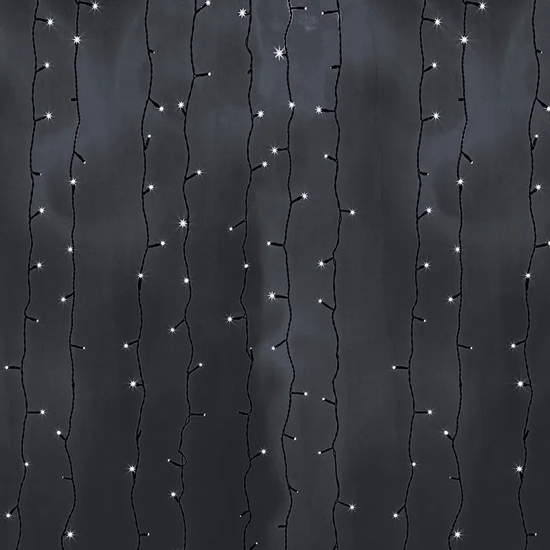 Гирлянда светодиодный Дождь 2х9 м, эффект водопада, черный провод, 230 В, диоды белые Neon-Night 235-275