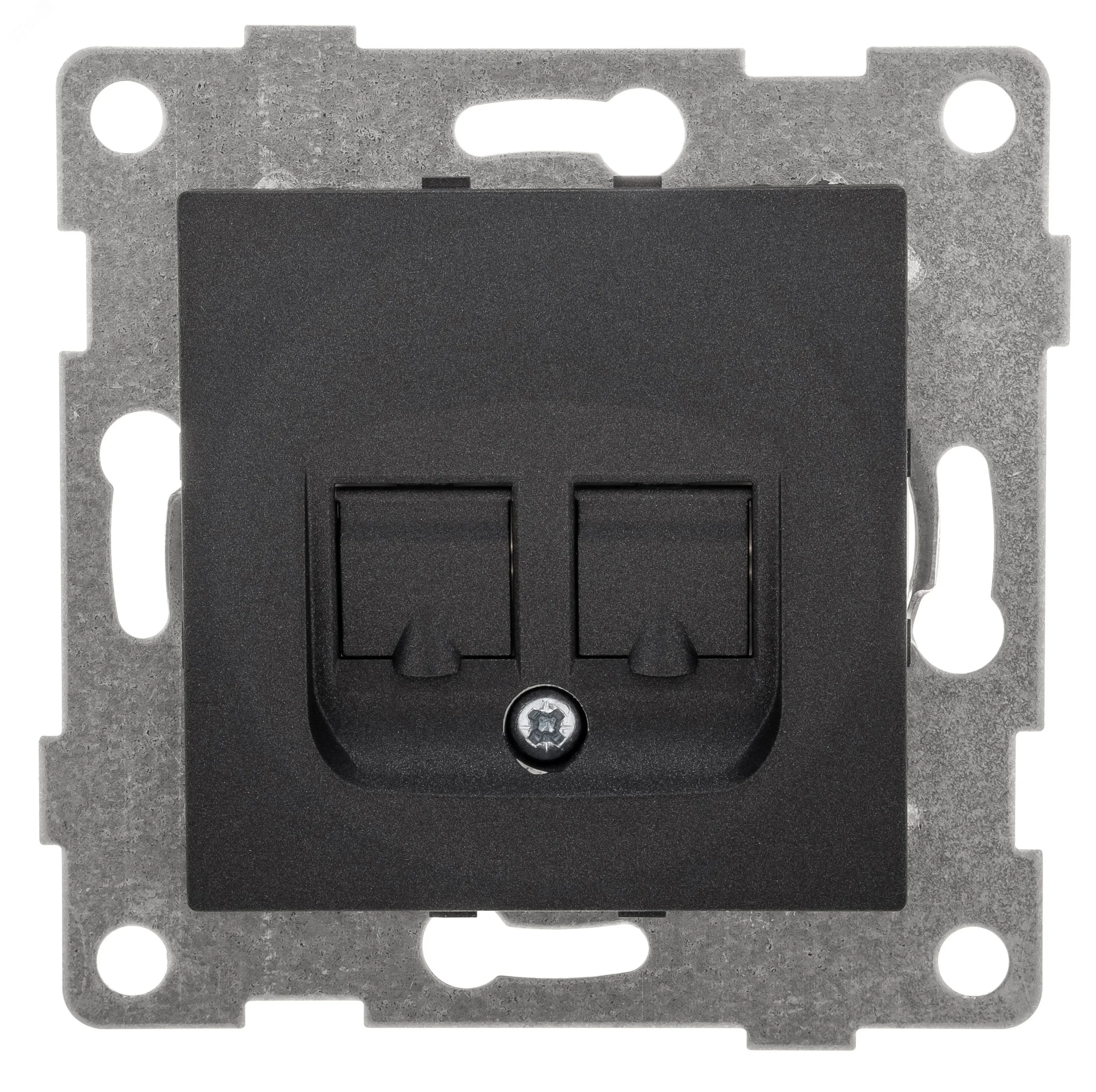 GUSI Ugra механизм розетки  телефонной RJ12, двойной, скрытая установка.  Цвет графит. GUSI Electric С11Т2-010