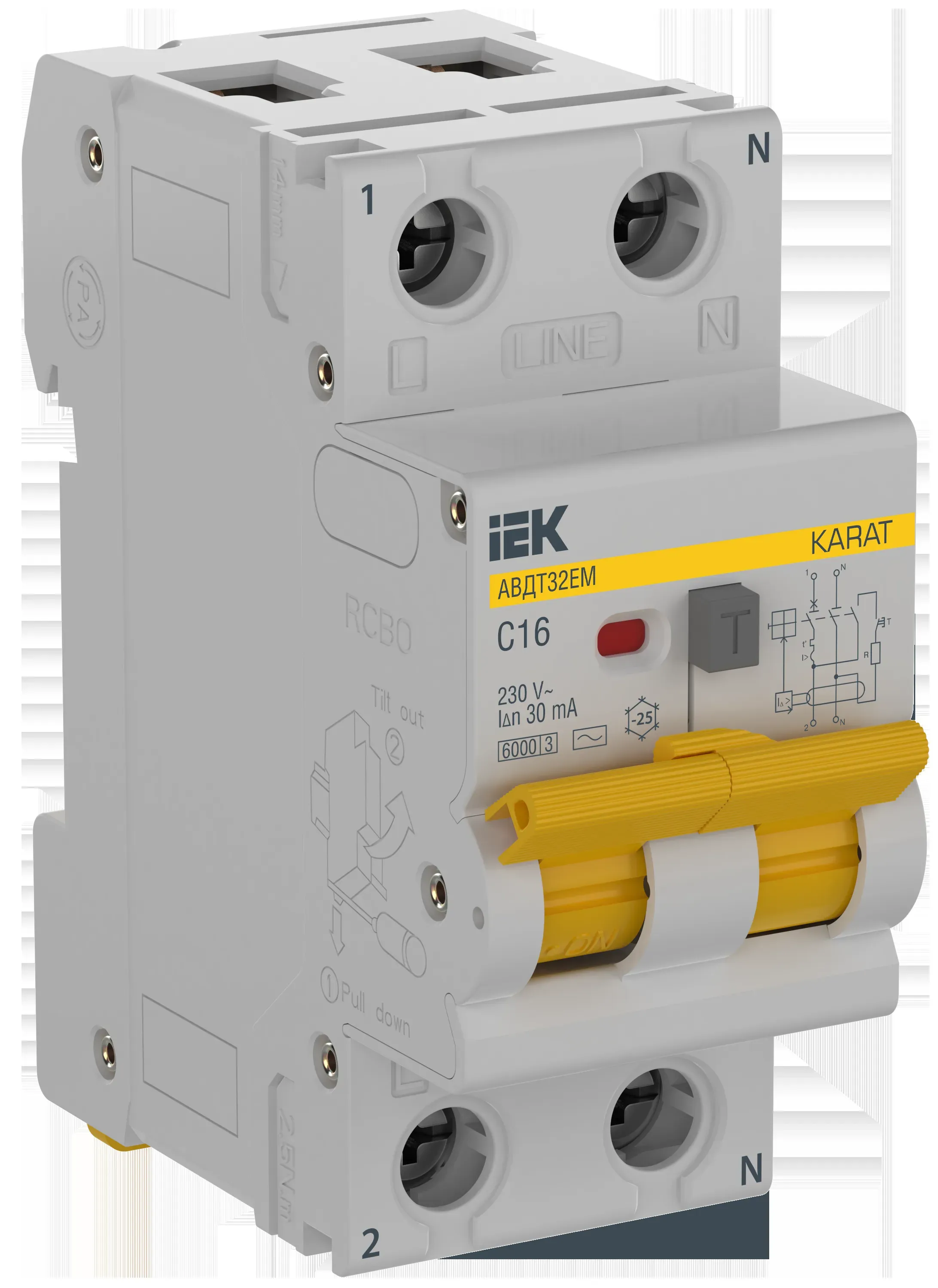Karat выключатель автоматический дифференциального тока авдт32em 1p c16 30ма тип ac iek IEK KA-VD14-1-016-C-030-AC