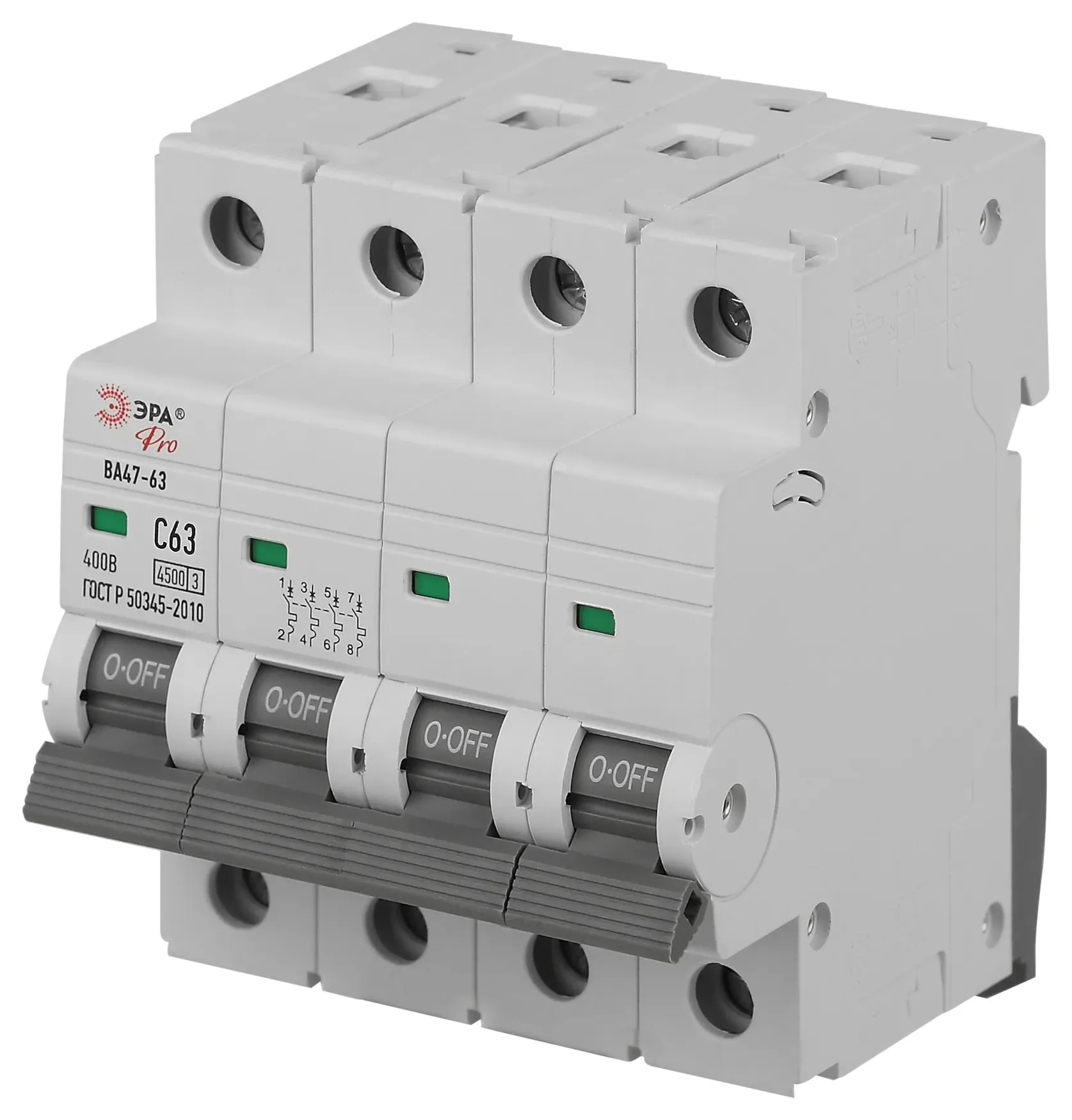 Выключатель автоматический ва47-63 4p 63а кривая c 4,5ка pro va63-4p63c4.5 эра ЭРА Б0059445