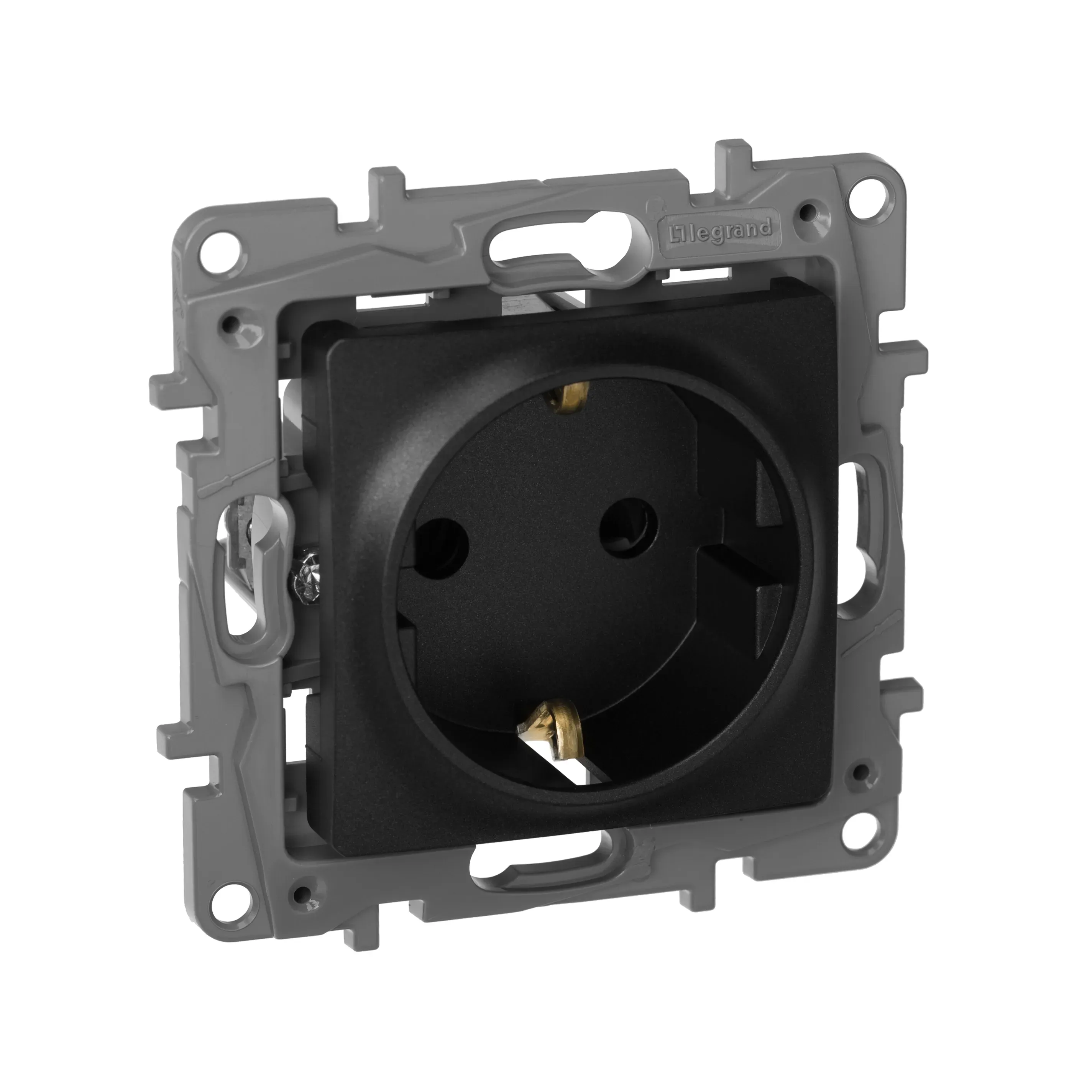 ETIKA Розетка с заземлением со шторками антрацит винтовые зажимы LEGRAND 672622