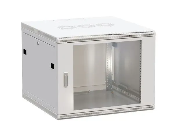 шкаф настенный 19 teracom pro 9u 600х600 мм дверь стеклянная с замком-ручкой серый EKF TRP-WLL-0966-40G