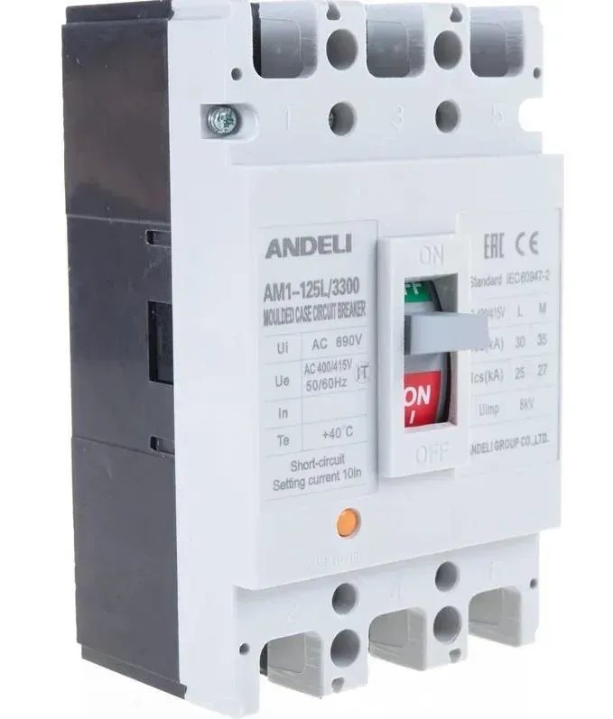 Выключатель автоматический AM1-125L 3P 100A 30KA ANDELI ADL06-025
