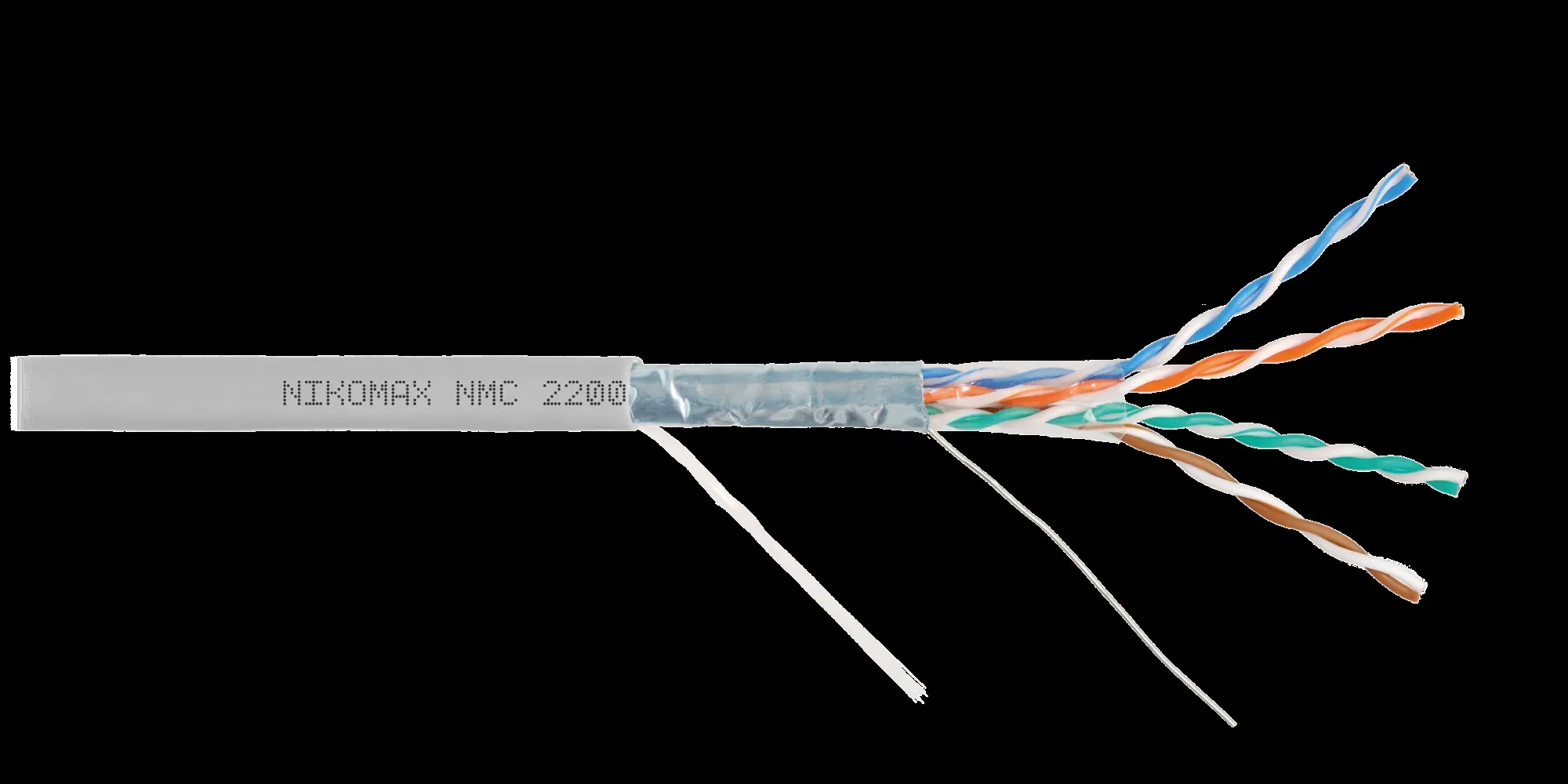 Витая пара F/UTP 4 пары Кат 5e solid BC AWG24 (0.50мм) IN PVC серый 305м