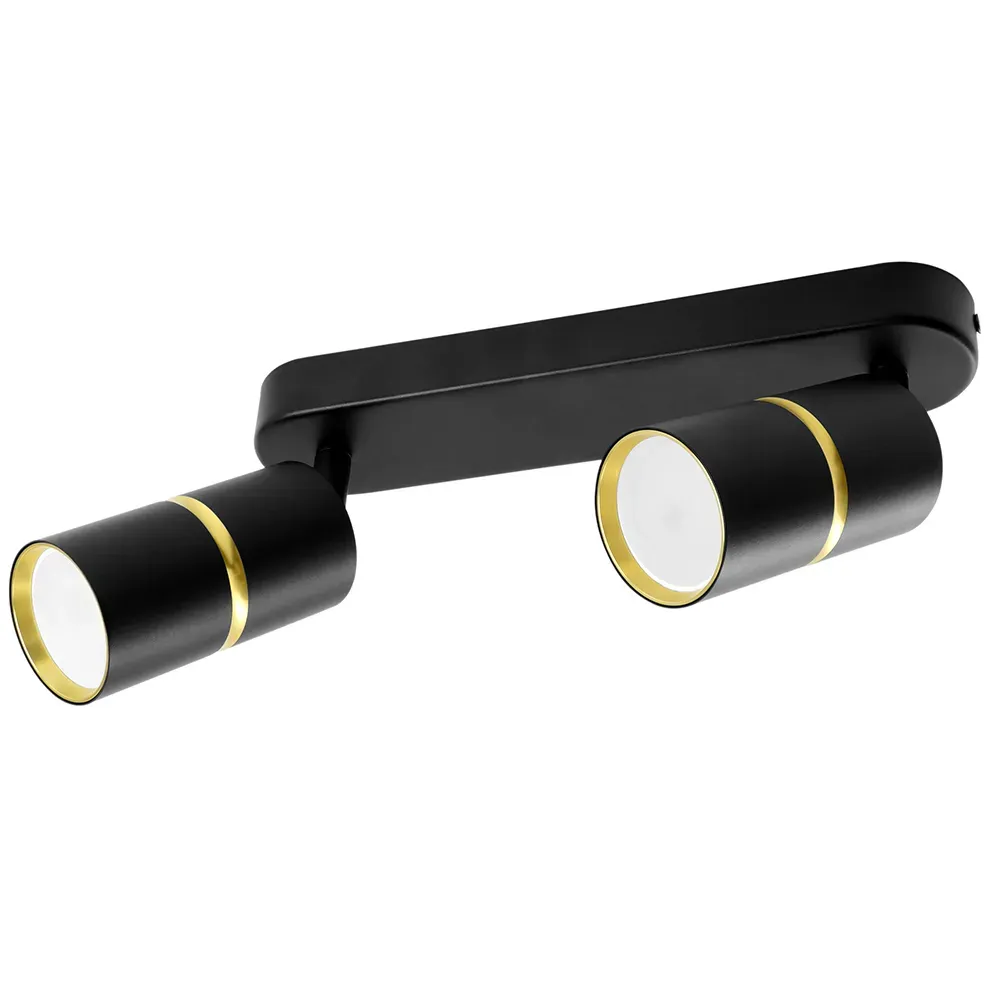 Светильник ДБО 2хGU10 без ламп наклонный черный золото FERON 48643