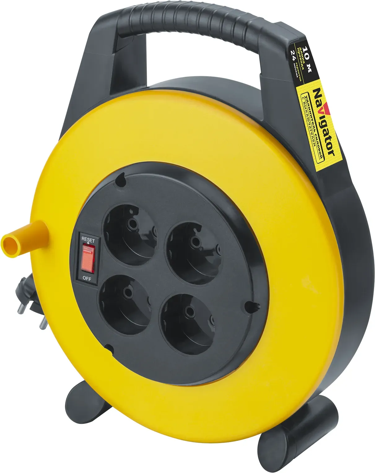 Удлинитель силовой NPE-RС-04-10-X-2x0.75 в закрытом корпусе с термовыключателем 4 гнезда б/з 10м ПВС 2х0,75 1300 Вт IP20 Navigator Group 29885