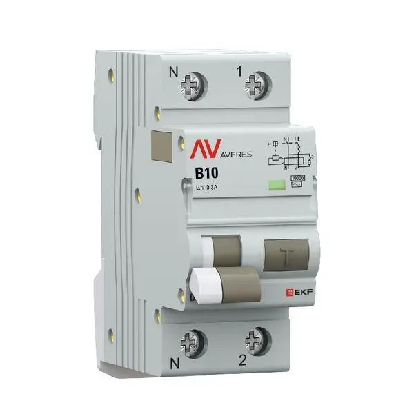 Дифференциальный автомат dva-10 1p+n 10а (b) 300ма (ac) 10ка ekf averes EKF RCBO10-1PN-10B-300-AC-AV
