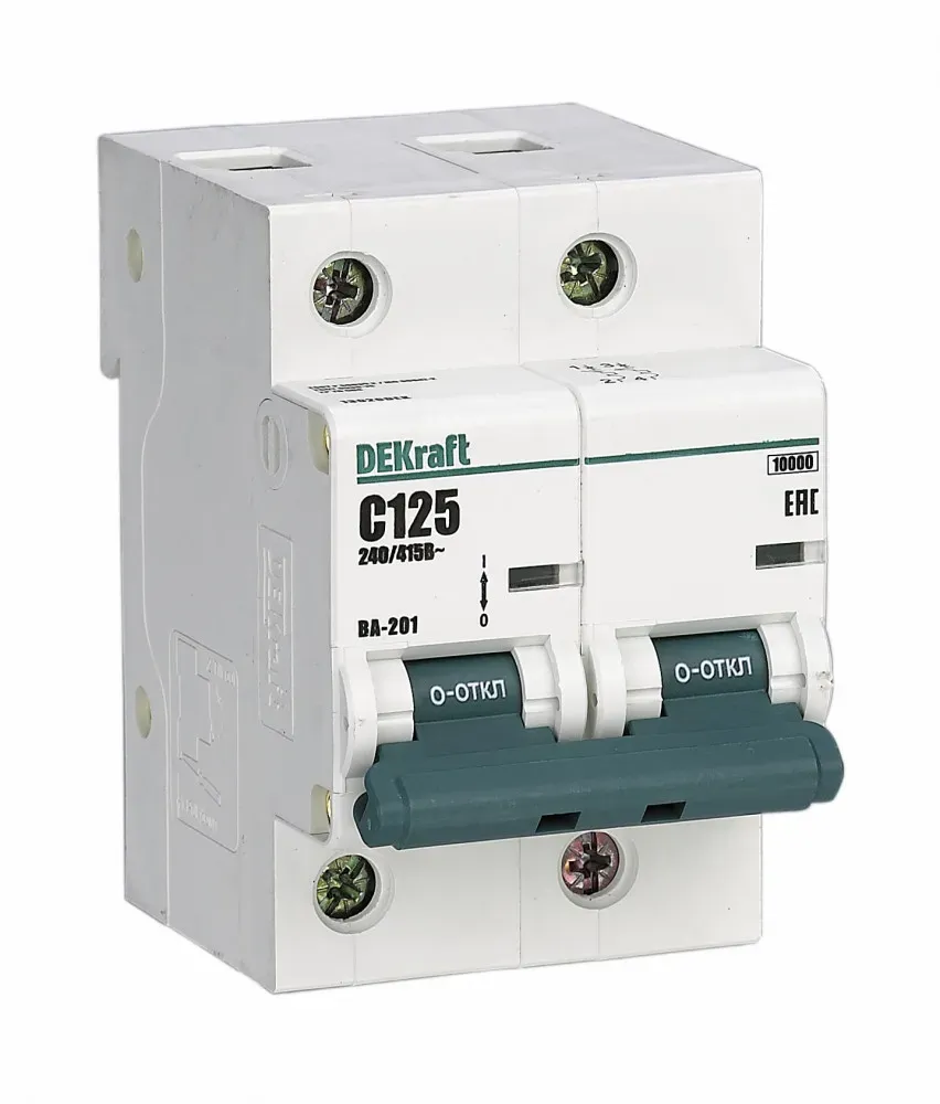 Выключатель автоматический 2р 125А характеристика D ВА-201 10кА SE (Dekraft) 13030DEK