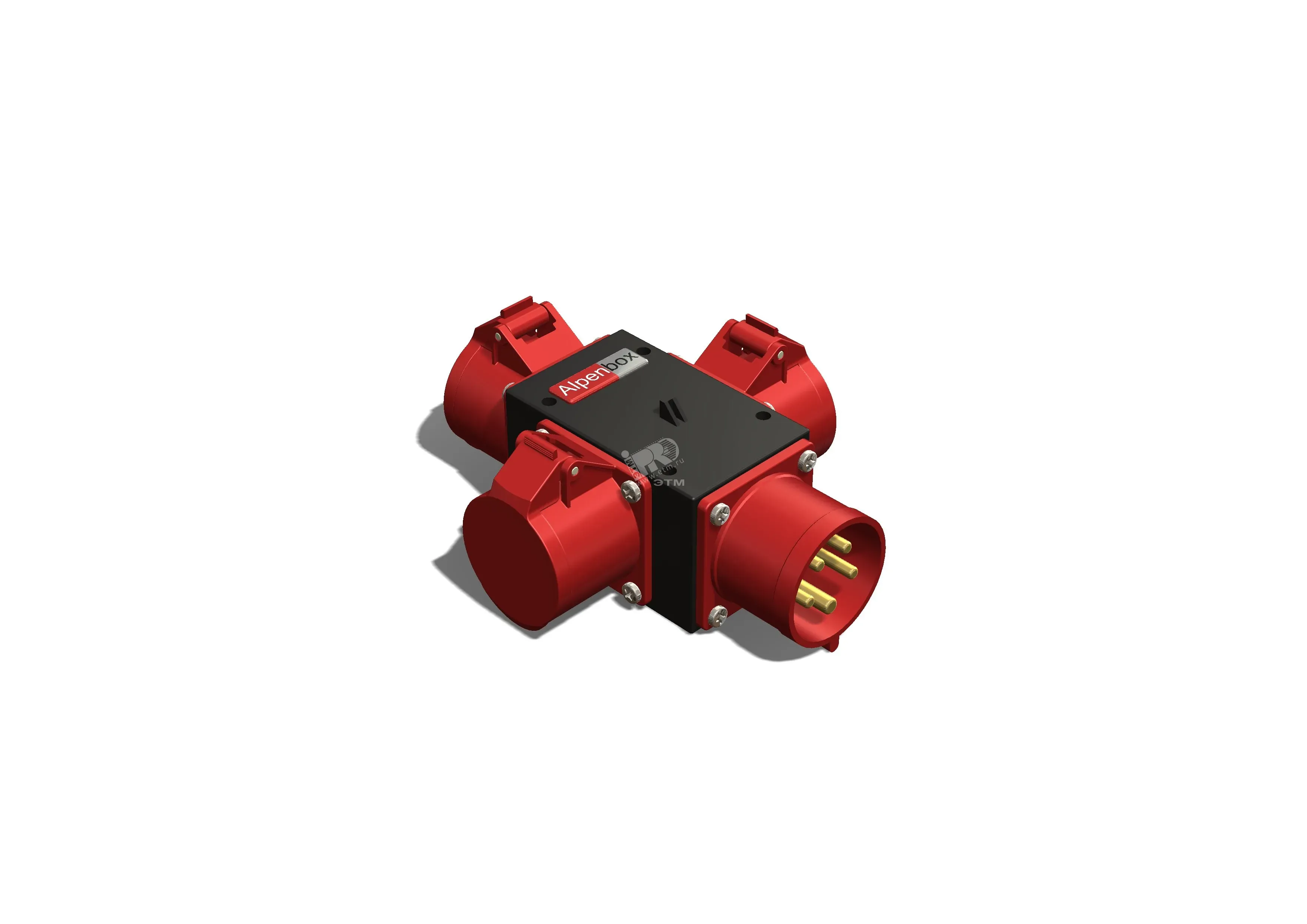 Устройство распределительное переносное пластик IP44 32A корпус 75х120х80 черный AlpenBox 00-00001902