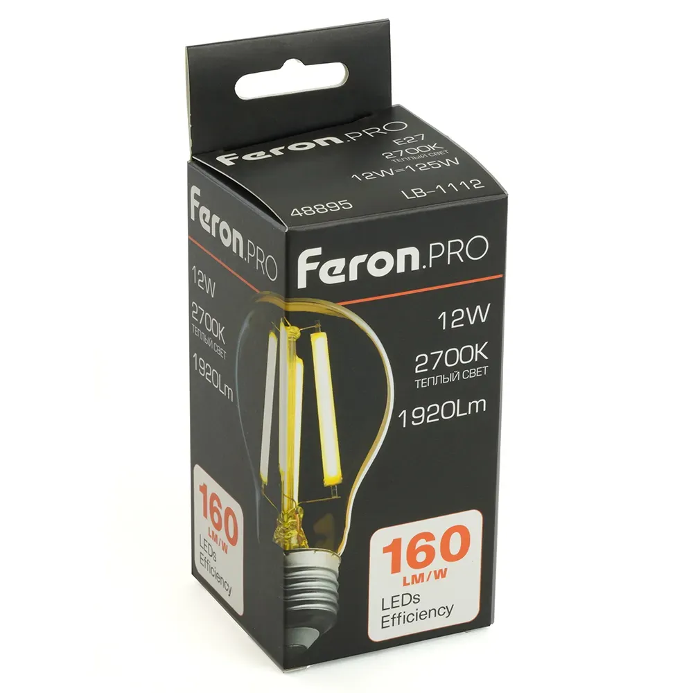 Лампа светодиодная LED 12вт Е27 теплый FILAMENT Feron.PRO