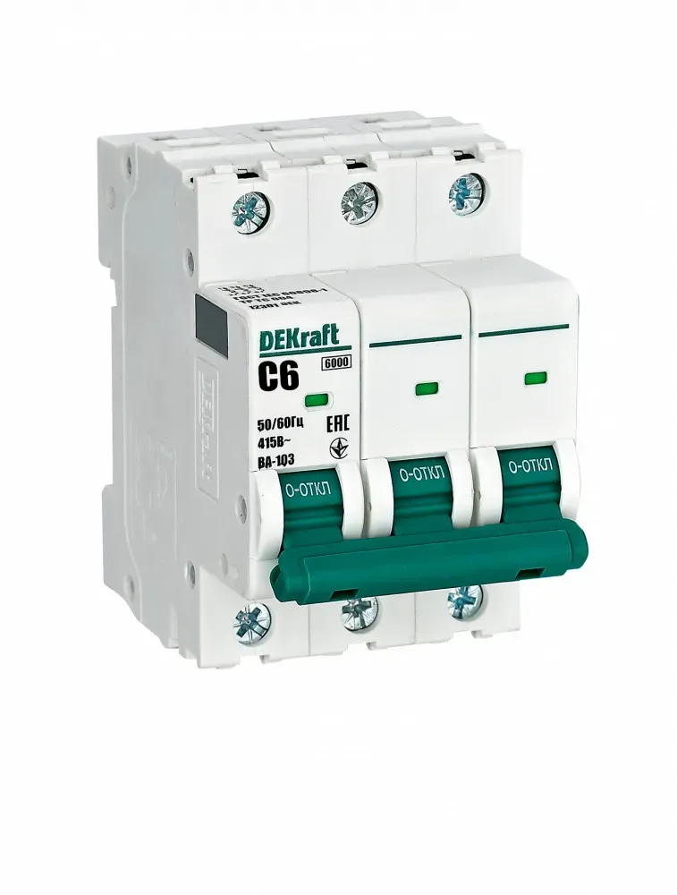Выключатель автоматический 3Р 6А х-ка C ВА-103 6кА SE (Dekraft) 12301DEK