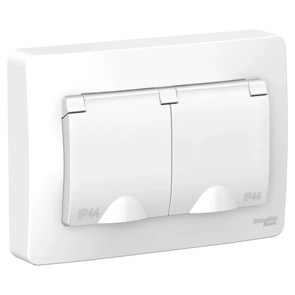 BLANCA скрытой установки ip 44 розетка двойная с заземл. со шторк., 16А, 250В, белый SE (Потенциал) BLNRS441121