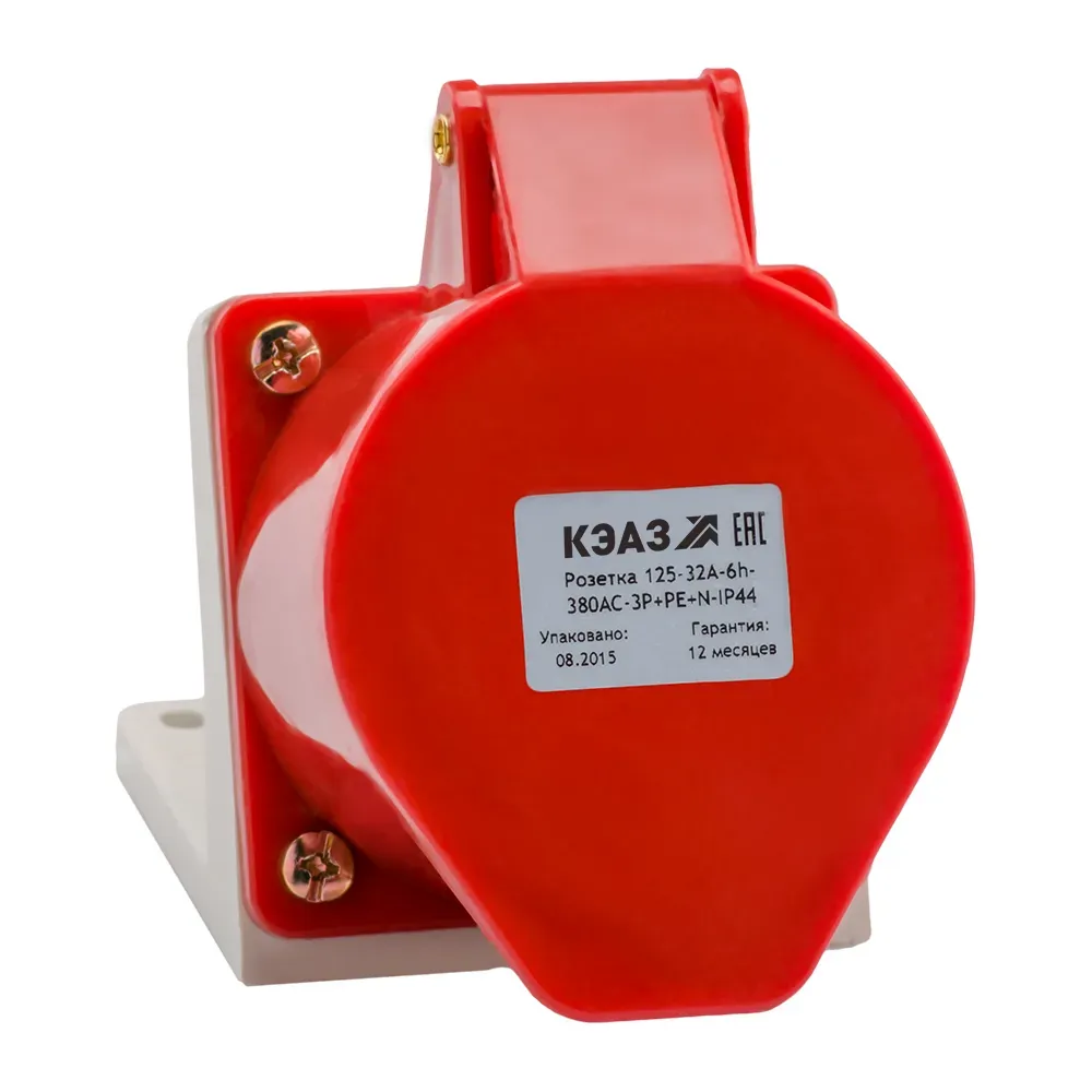 Розетка для монтажа на поверхность 125-32а-6h-380ac-3p+pe+n-ip44 КЭАЗ 222757