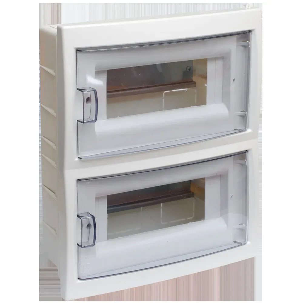 Щит распределительный встраиваемый с 0 шиной 16м пластиковый белый прозрачная дверь БЕЛТИЗ БОКС КНС-16Д