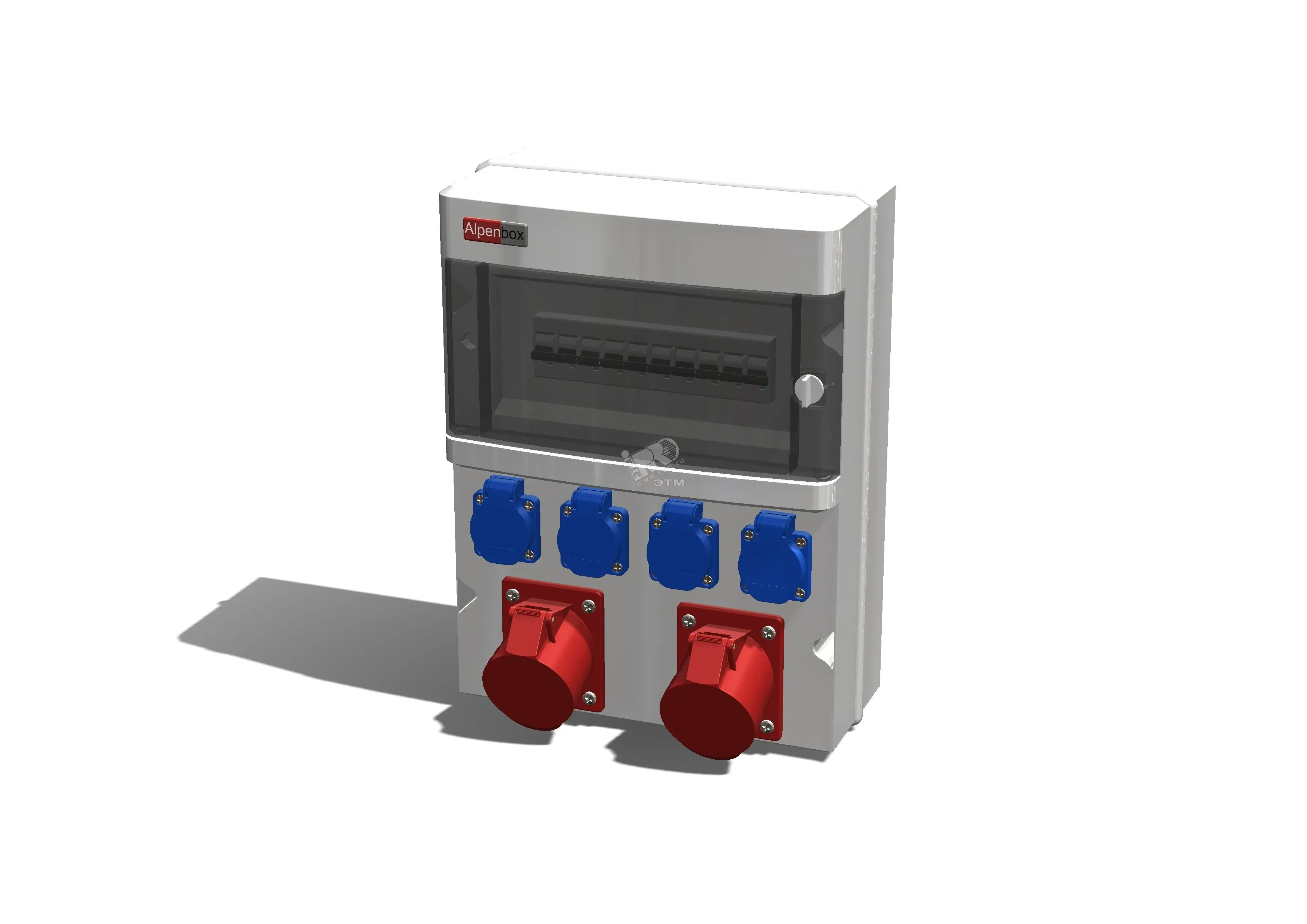 Устройство распределительное настенное пластик IP44 63A корпус 295х400х148 серый AlpenBox 00-00001883