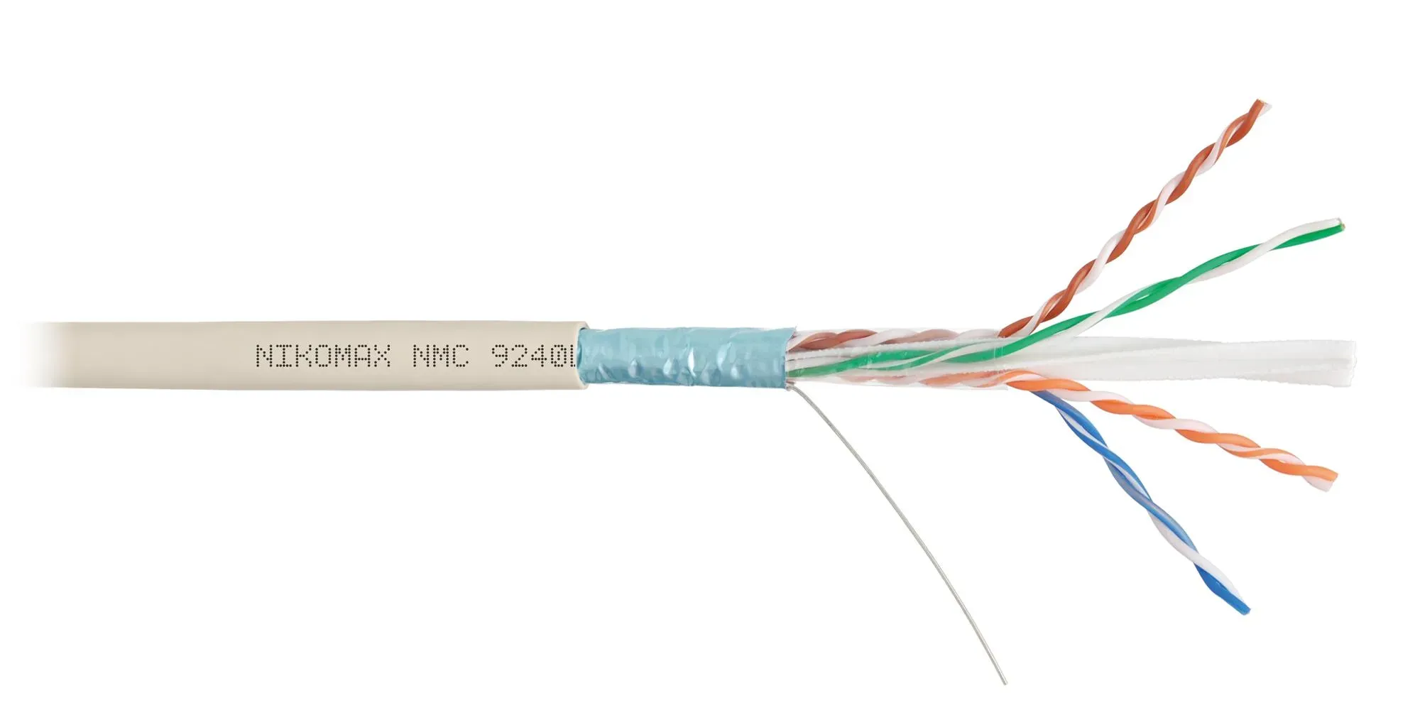 Витая пара F/UTP 4 пары Кат 6 solid BC AWG23 (0.57мм) IN нг(А)-LSLTx светло-серый 305м