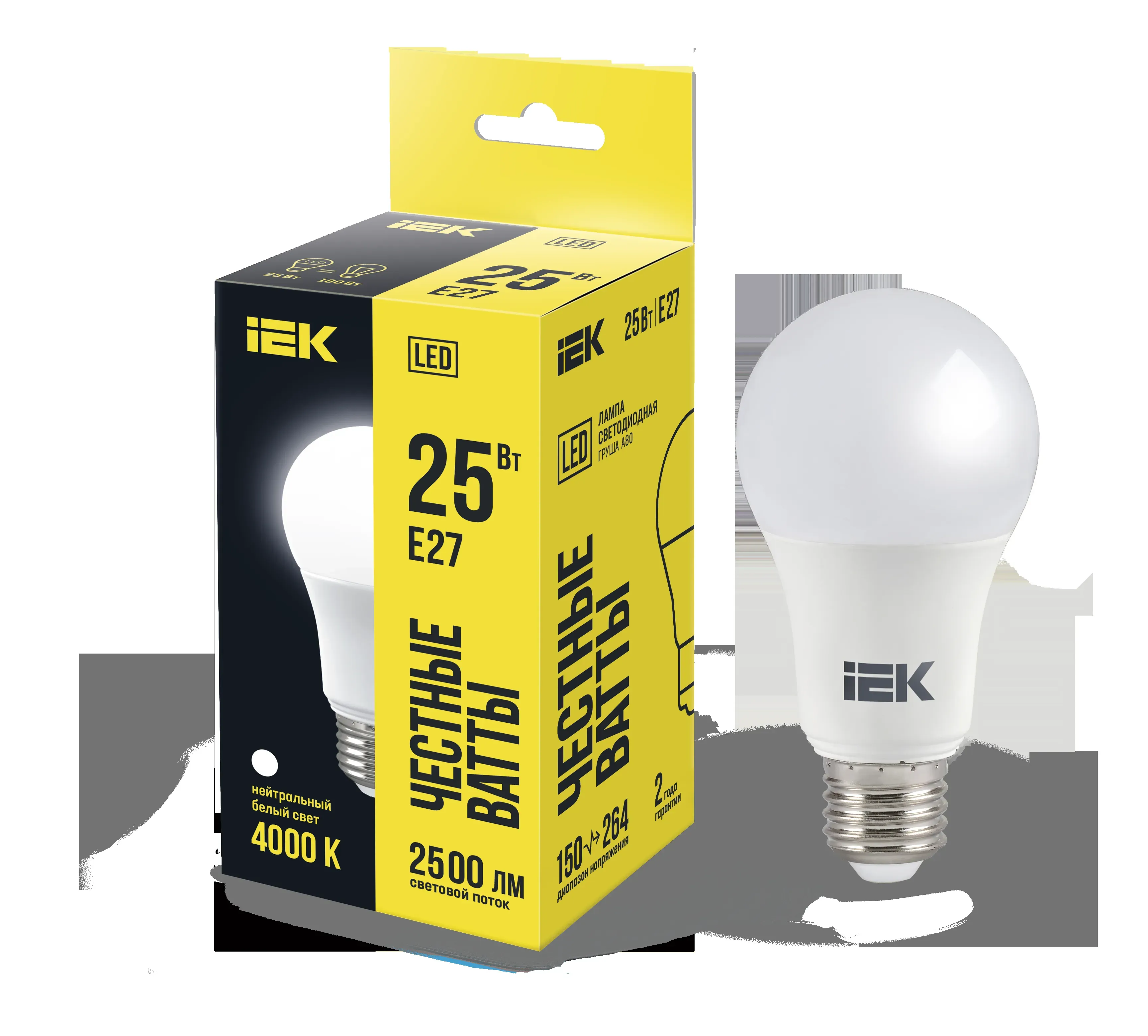 Лампа светодиодная a80 груша 25вт 230в 4000к e27 iek IEK LLE-A80-25-230-40-E27